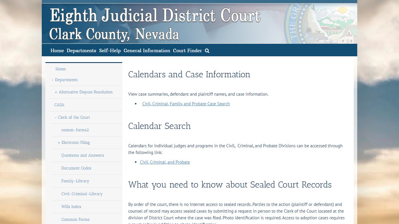 Case & Calendar Inquiry – Eighth Judicial District Court